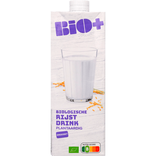 Foto van Bio+ Biologische rijstdrink ongezoet plantaardig op witte achtergrond