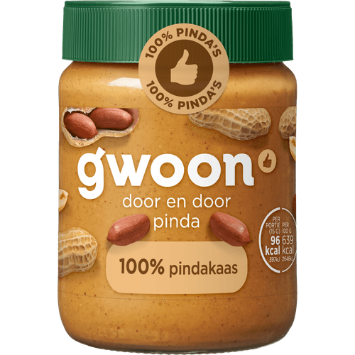 Foto van G'woon Pindakaas 100% op witte achtergrond