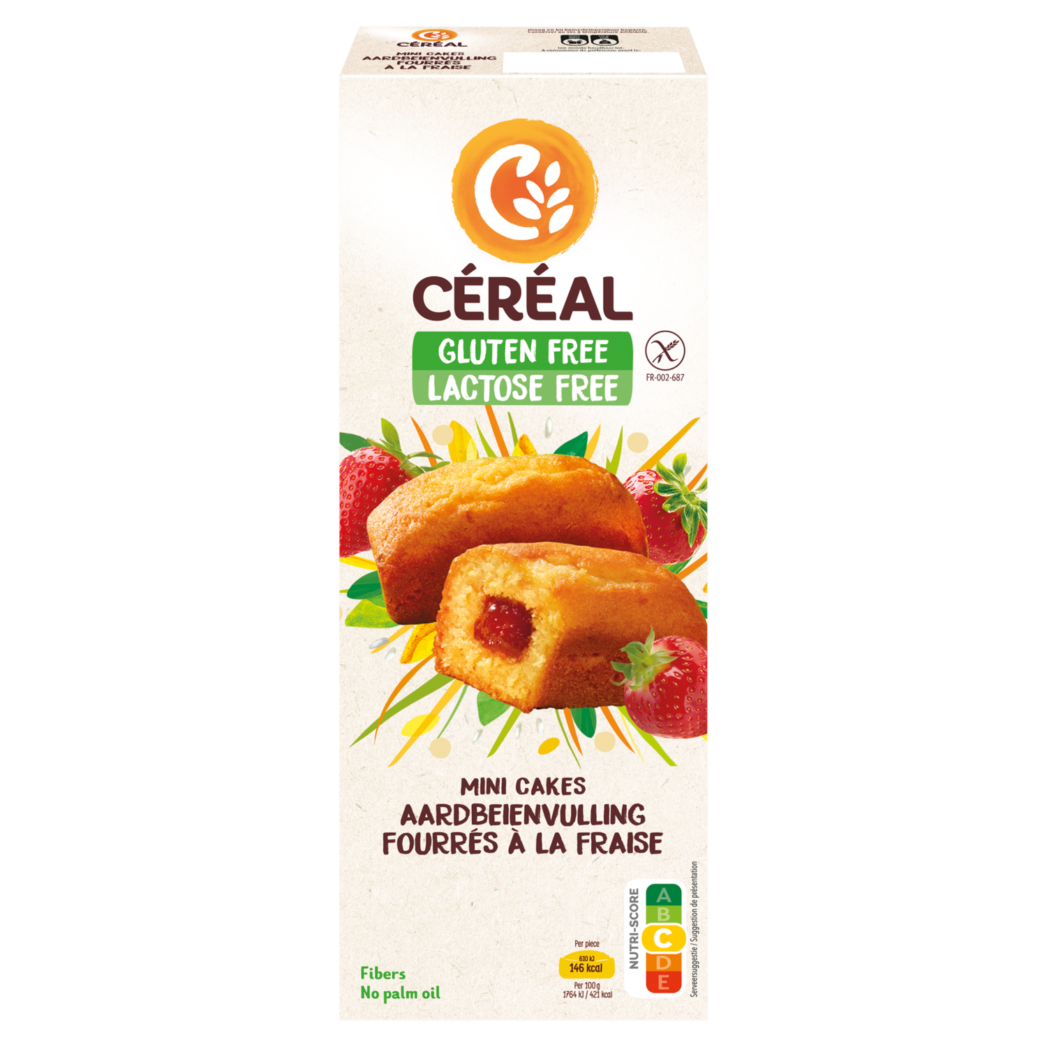 Céréal Mini cakes met aardbeienvulling 6 stuks