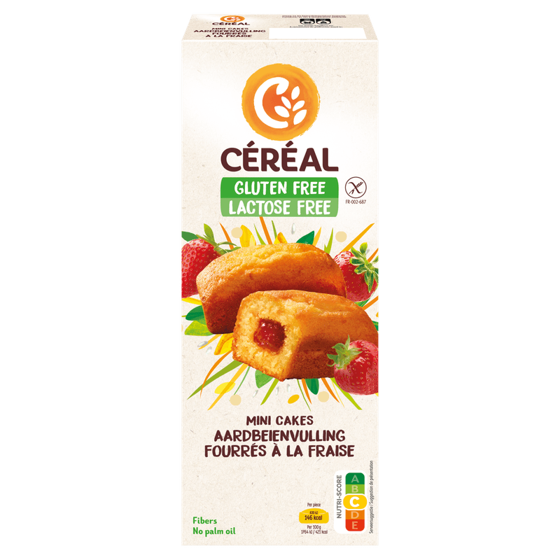 Céréal Mini cakes met aardbeienvulling 6 stuks
