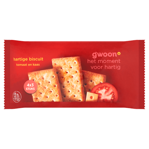 Foto van G'woon Hartige biscuit tomaat & kaas op witte achtergrond