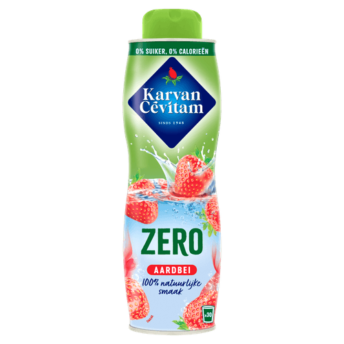 Foto van Karvan Cevitam Limonadesiroop aardbei 0% op witte achtergrond