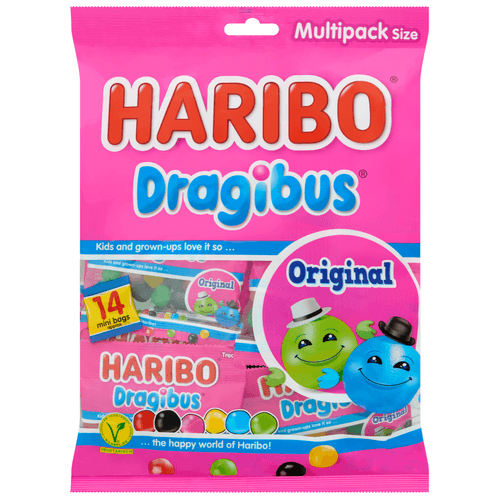 Foto van Haribo Dragibus op witte achtergrond