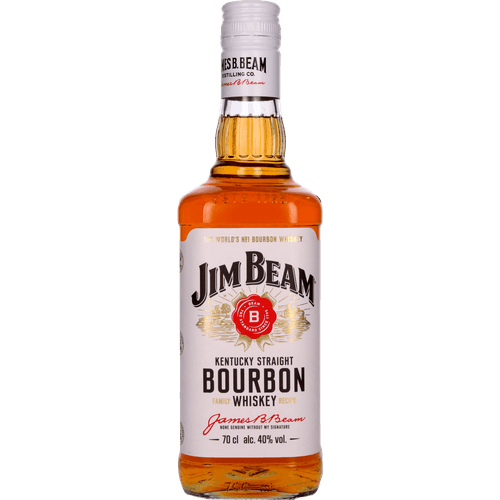 Foto van Jim Beam Whiskey bourbon white op witte achtergrond