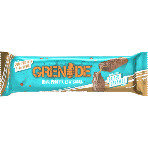 Foto van Grenade Protein bar choc. salt. caramel op witte achtergrond