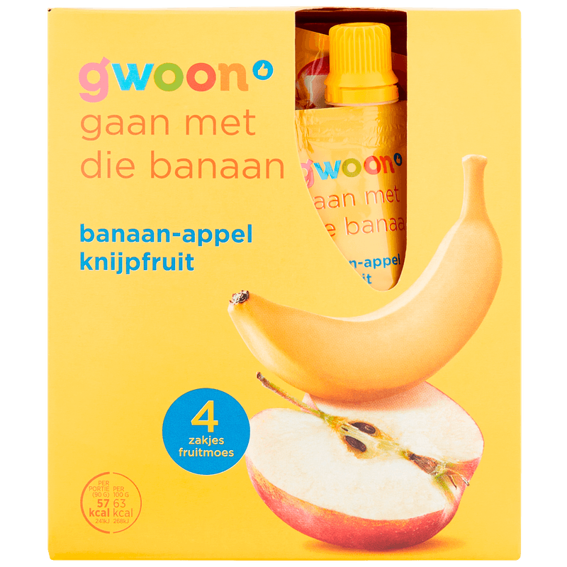 G'woon Knijpfruit appel-banaan 4 stuks