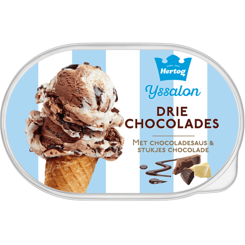 Foto van Hertog Ijs drie chocolades op witte achtergrond