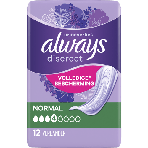 Foto van Always Discreet verband urineverlies normal op witte achtergrond