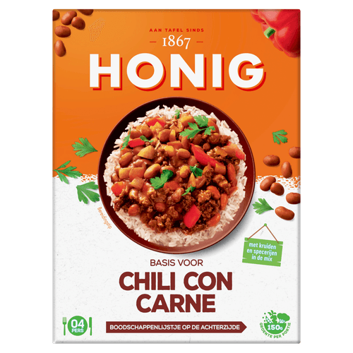 Foto van Honig Kruidenmix chili con carne op witte achtergrond