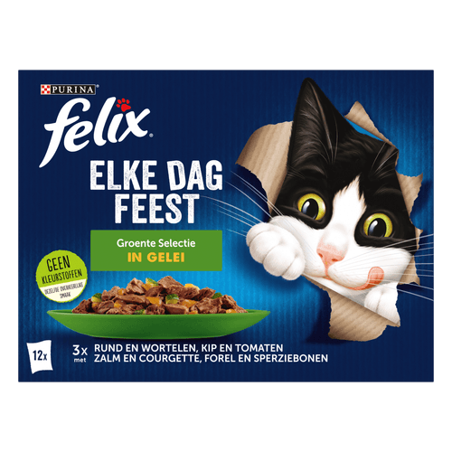 Foto van Felix Kattenvoer elke dag feest met groente in gelei 12 stuks op witte achtergrond