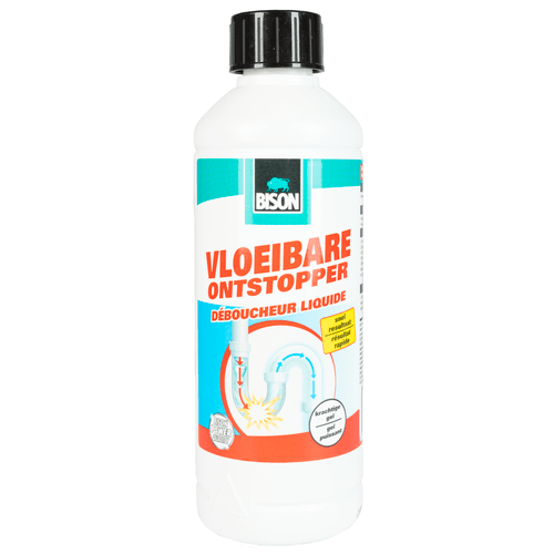 Foto van Vloeibare ontstopper op witte achtergrond