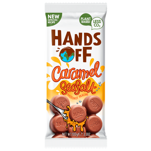 Foto van Hands Off My Chocolate Caramel seasalt hazelnut op witte achtergrond