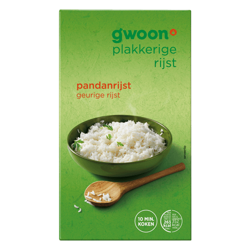 Foto van G'woon Pandanrijst op witte achtergrond