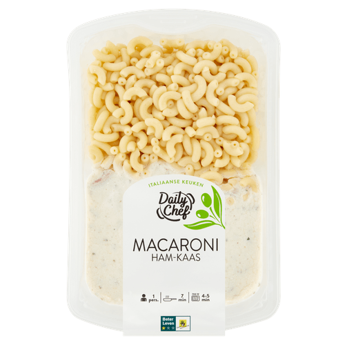 Foto van Daily Chef Macaroni ham kaas op witte achtergrond