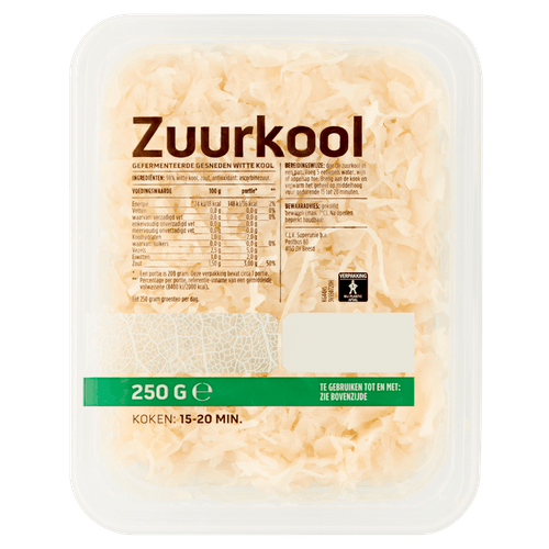 Foto van Zuurkool vatvers kleinverpakking op witte achtergrond