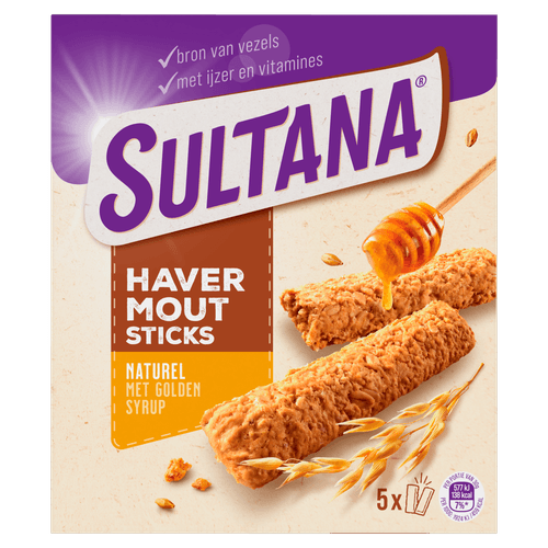 Foto van Sultana Oat sticks natural 5 st. op witte achtergrond