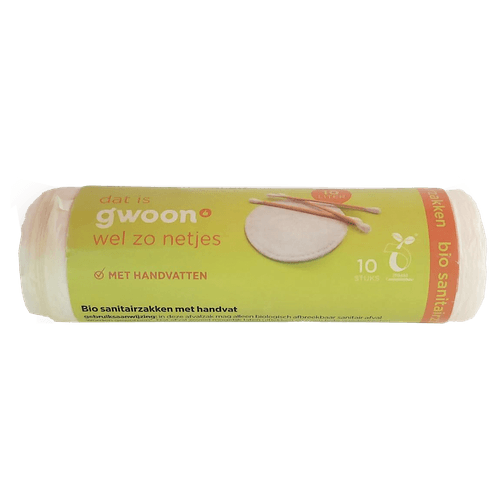 Foto van G'woon Bio pedaalemmerzakken met handvat op witte achtergrond