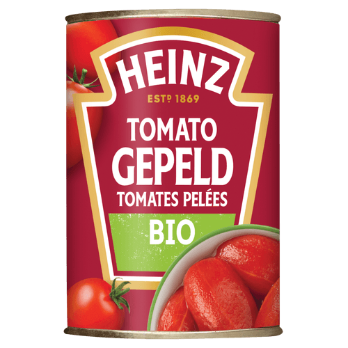 Foto van Heinz Tomaten gepeld biologisch op witte achtergrond
