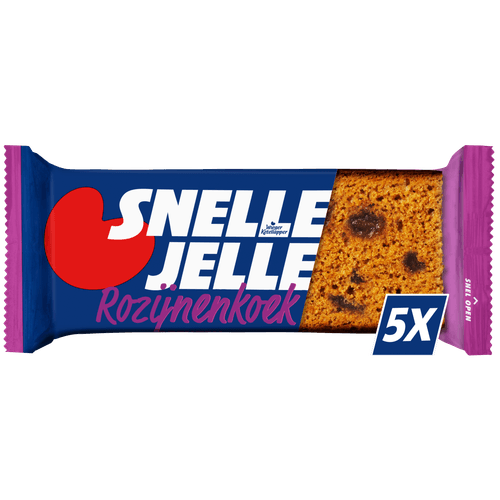 Foto van Snelle Jelle Ontbijtkoek rozijnen 5 stuks op witte achtergrond