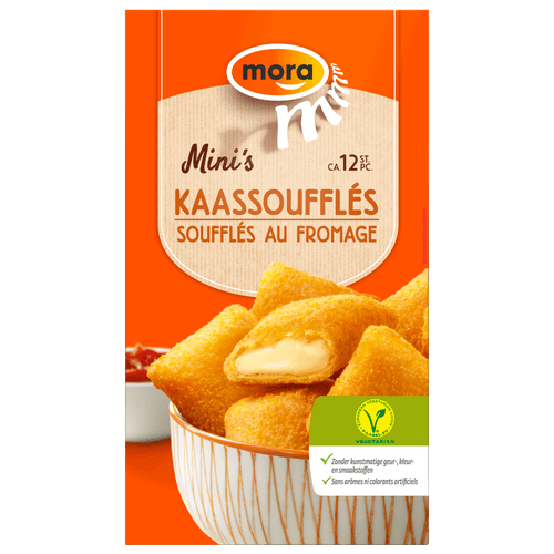 Foto van Mora Kaassouffle mini 12 st. op witte achtergrond