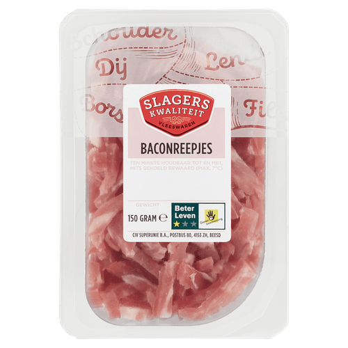 Foto van Slagerskwaliteit Baconreepjes op witte achtergrond