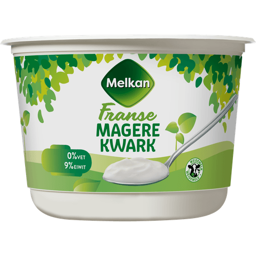 Foto van Melkan Milde franse kwark mager op witte achtergrond
