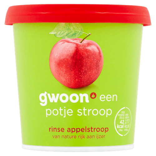 Foto van G'woon Rinse appelstroop op witte achtergrond