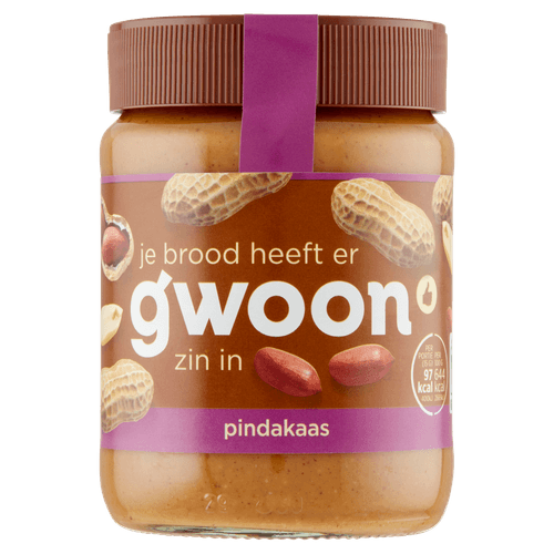 Foto van G'woon Pindakaas op witte achtergrond