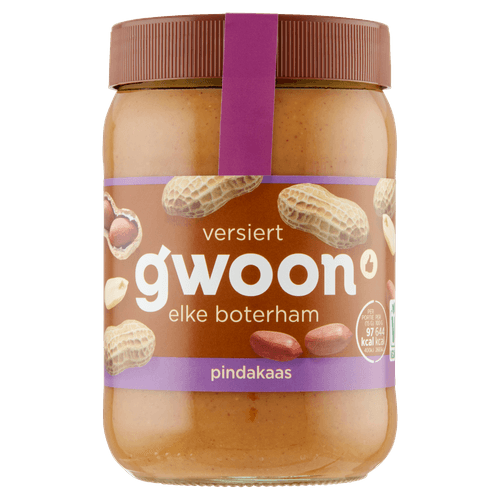 Foto van G'woon Pindakaas op witte achtergrond