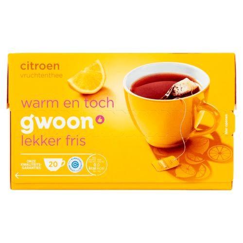 Foto van G'woon Vruchtenthee citroen kop 20 zk. op witte achtergrond