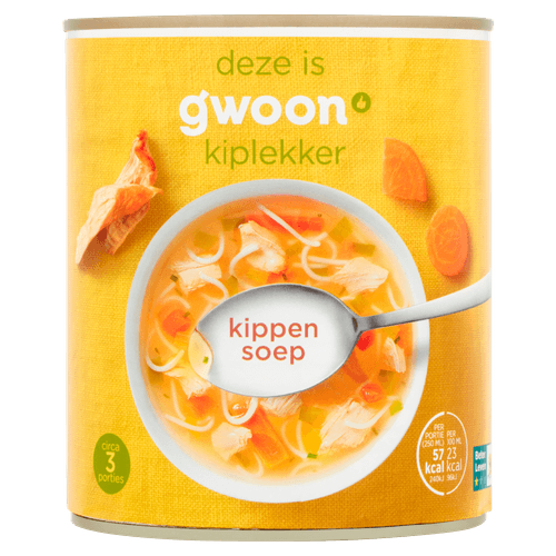 Foto van G'woon Kippensoep op witte achtergrond