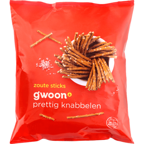 Foto van G'woon Zoute sticks op witte achtergrond