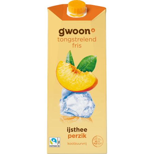 Foto van G'woon Ijsthee perzik op witte achtergrond