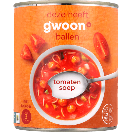 Foto van G'woon Tomatensoep op witte achtergrond