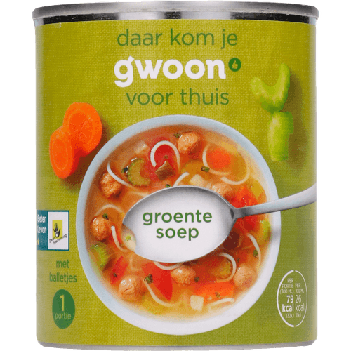 Foto van G'woon Groentesoep op witte achtergrond