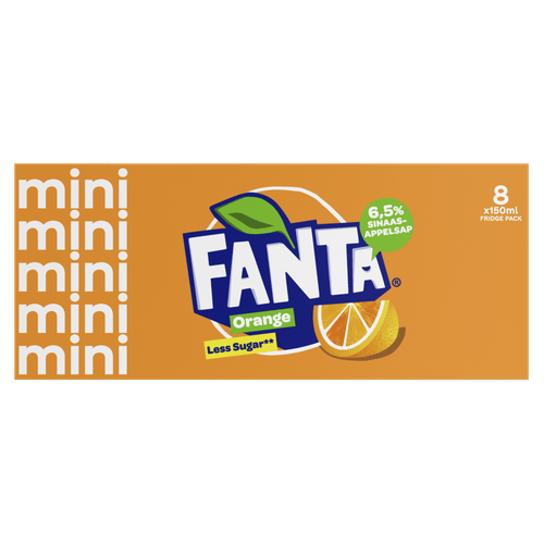 Foto van Fanta Orange 8x15cl op witte achtergrond