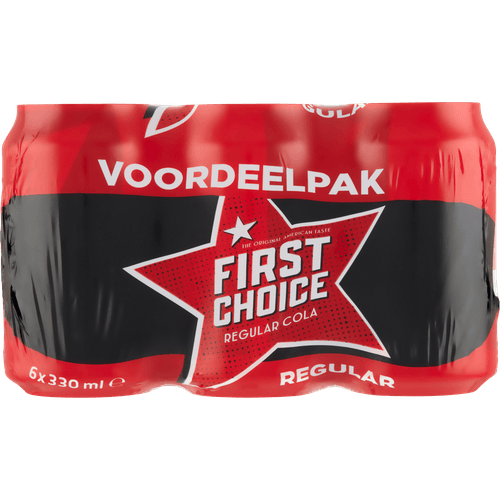 Foto van First Choice Cola Cola 6x33 cl op witte achtergrond
