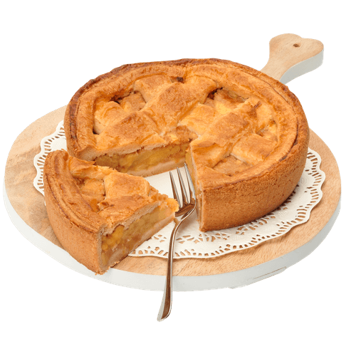 Foto van Vers afbak Roomboter appeltaart op witte achtergrond