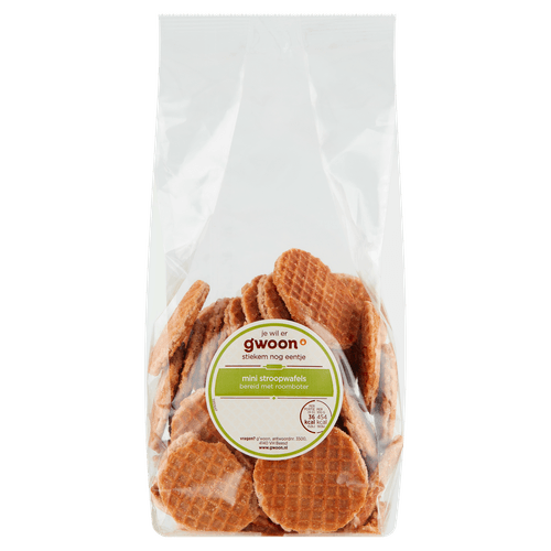 Foto van G'woon Roomboter stroopwafels mini op witte achtergrond
