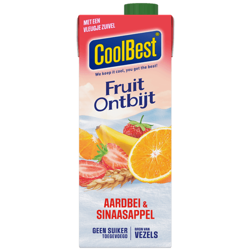 Foto van CoolBest Fruitontbijt aardbei sinaasappel op witte achtergrond