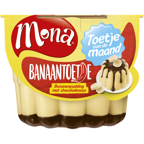 Foto van Mona Pudding toetje van de maand op witte achtergrond