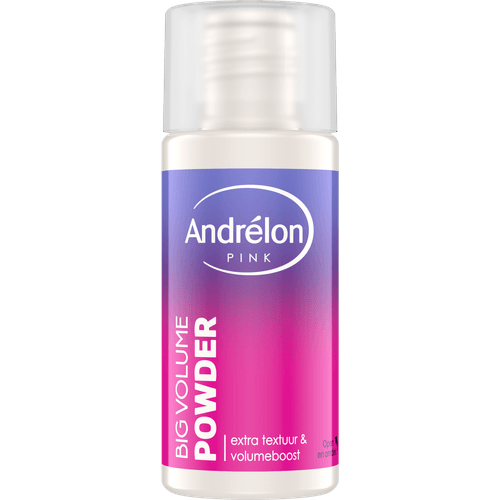 Foto van Andrélon Haarpoeder pink get the volume op witte achtergrond