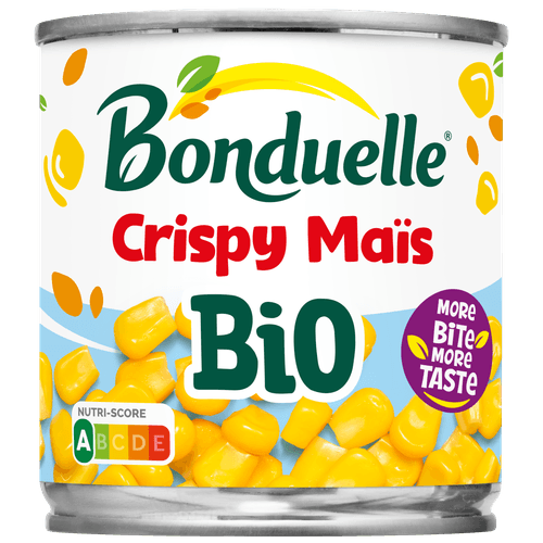 Foto van Bonduelle Crispy mais bio op witte achtergrond