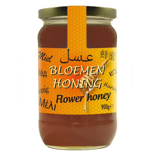 Foto van Bloemenhoning op witte achtergrond