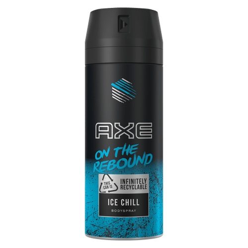 Foto van AXE Deospray ice chill frozen mint-lemon op witte achtergrond