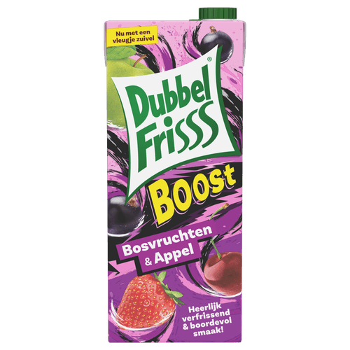 Foto van Dubbelfrisss Bosvruchten appel boost op witte achtergrond