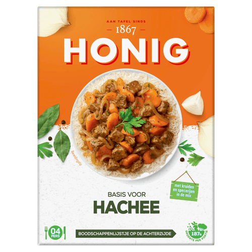 Foto van Honig Kruidenmix hachee op witte achtergrond