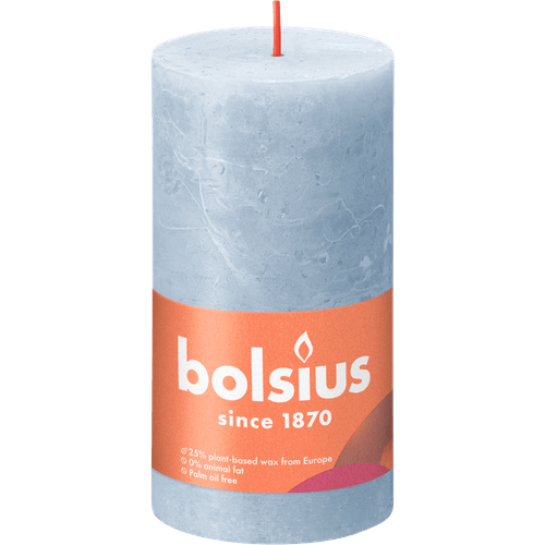 Foto van Bolsius Kaars rustiek sky blue 130/68 op witte achtergrond
