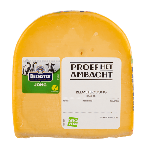 Foto van DekaVers Beemster kaas jong 48+ op witte achtergrond