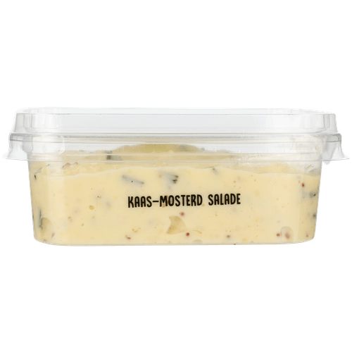 Foto van 1 de Beste Kaas-mosterd salade op witte achtergrond